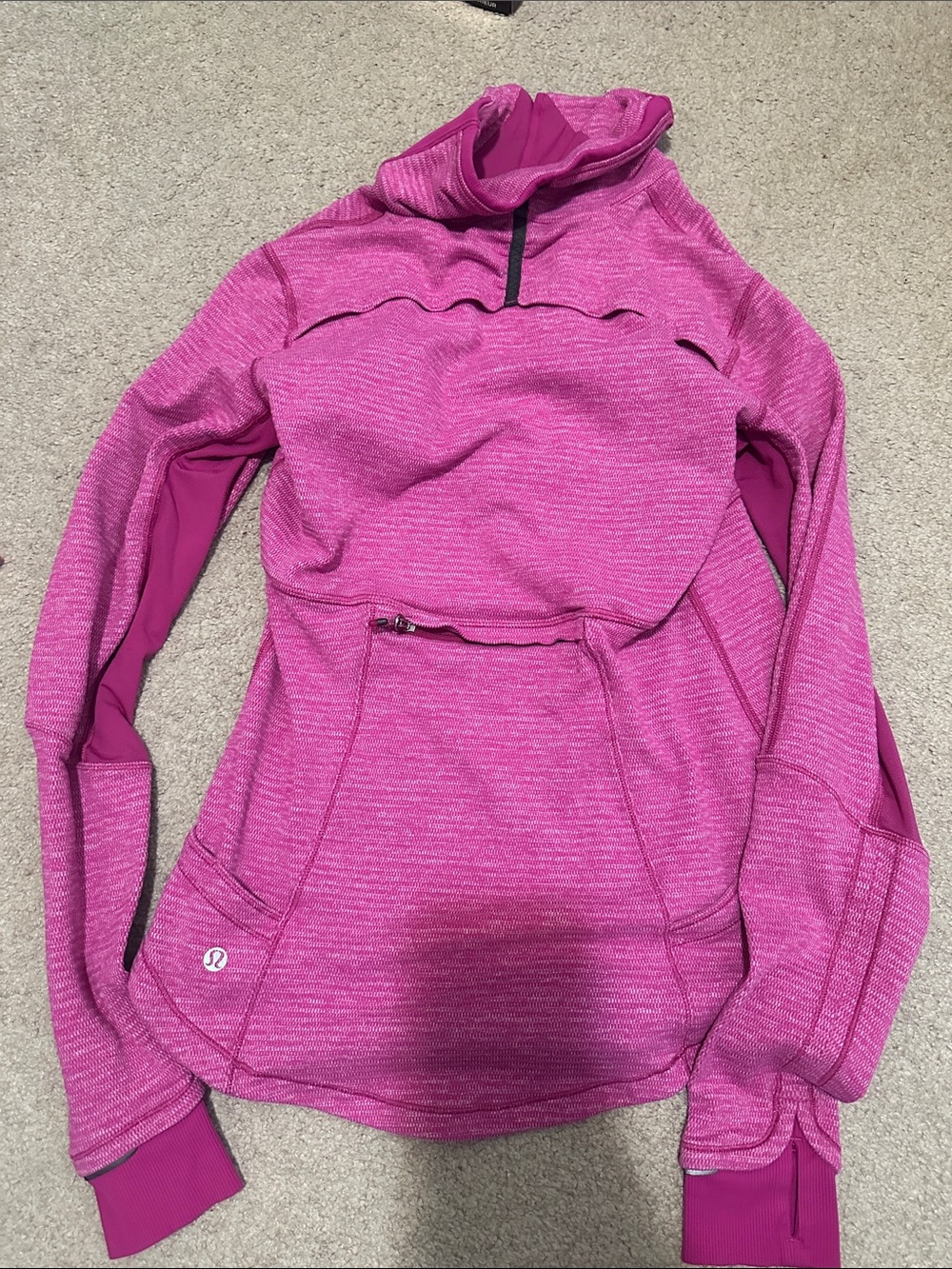Lululemon Base Runner 1/2 Zip in Mini Check Pique Raspberry - Picture 5 of 5